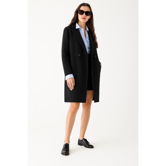 J.Crew Daphne Topcoat in Italian Boiled Wool Classic Black Long Coat Size 16 - Picture 3 of 10
